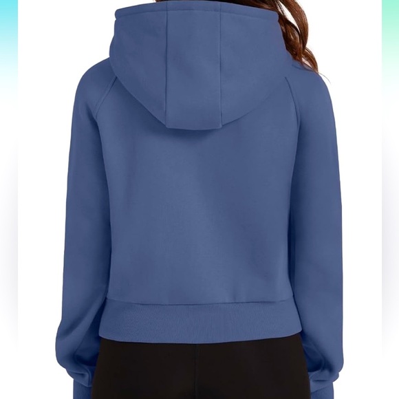 XIEERDUO Women Zip Up Hoodie Y2K Sweatshirt, with pockets & thumb holes, blue, L - Picture 4 of 9